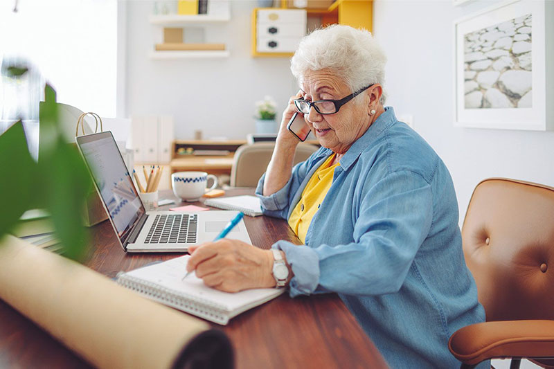 Adult woman searching for the best part time jobs for retirees. Adult woman searching for the best part time jobs for retirees.