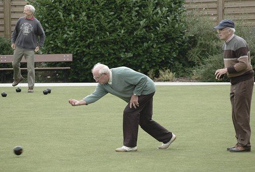 seniors playing lawn bowling - games old people play 