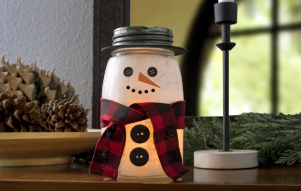 mason jar snowman lights Christmas crafts