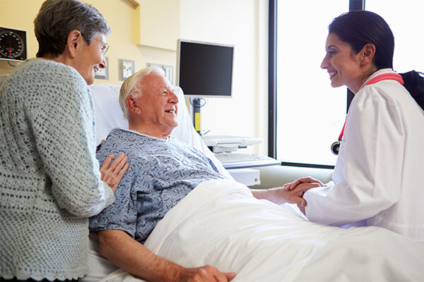Senior man at the hospital after suffering from stroke