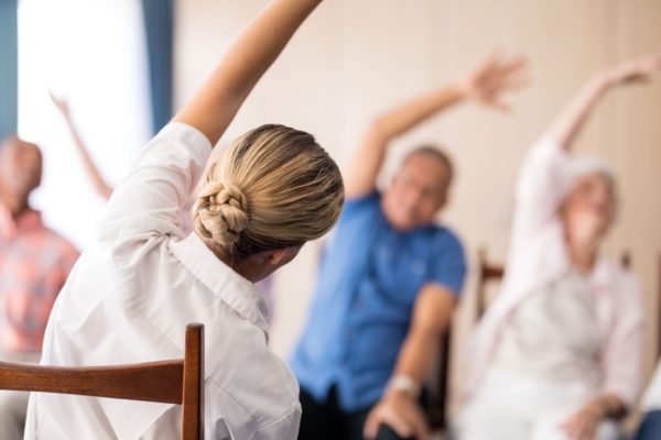older adults doing some exercises