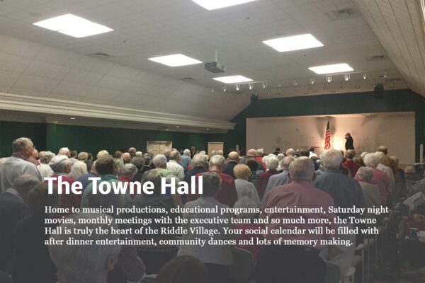 The Towne Hall is a standout among our independent senior living amenities, serving as the go-to spot for live performances and community events